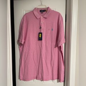 Men’s Pink Polo with a teal horse